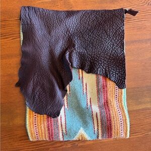 American Darling Brown Leather Bag with Patterned Fabric